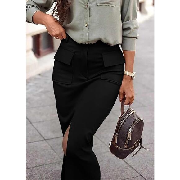 NEW Black Mid Length Pencil Skirt - Picture 3 of 6